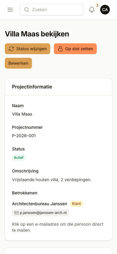 Projectdetail met de laatste updates