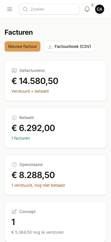 Facturen altijd bij de hand