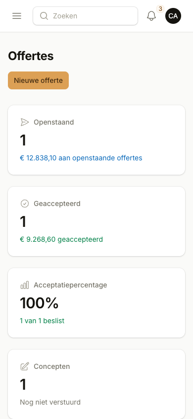 Offertes bekijken en akkoord geven